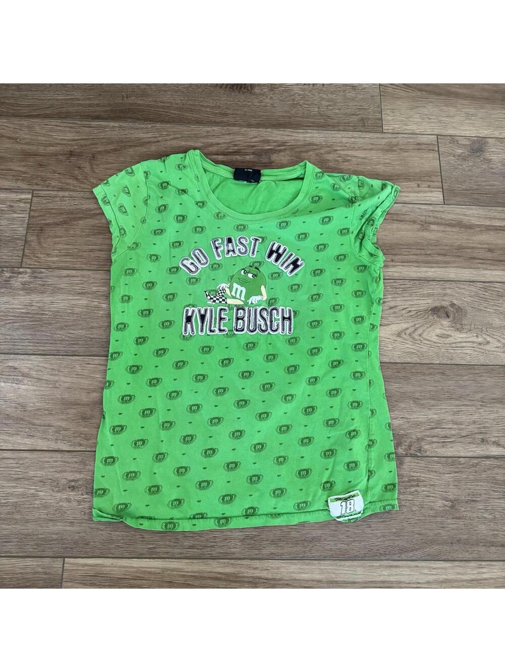 Vintage Y2k Kyle Busch Nascar Racing Green M&M Aop Shirt